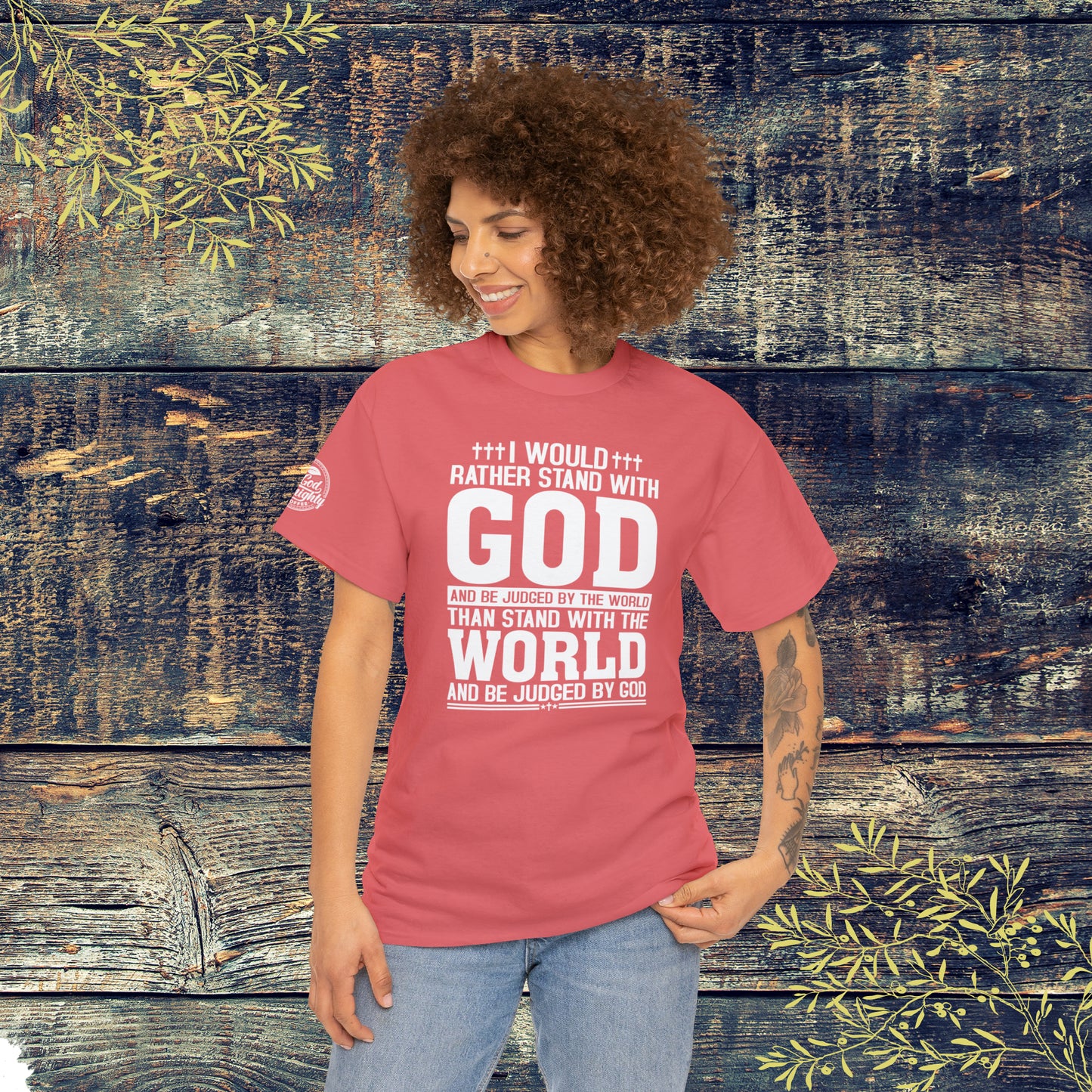 I would rather stand with God Unisex Cotton Tee