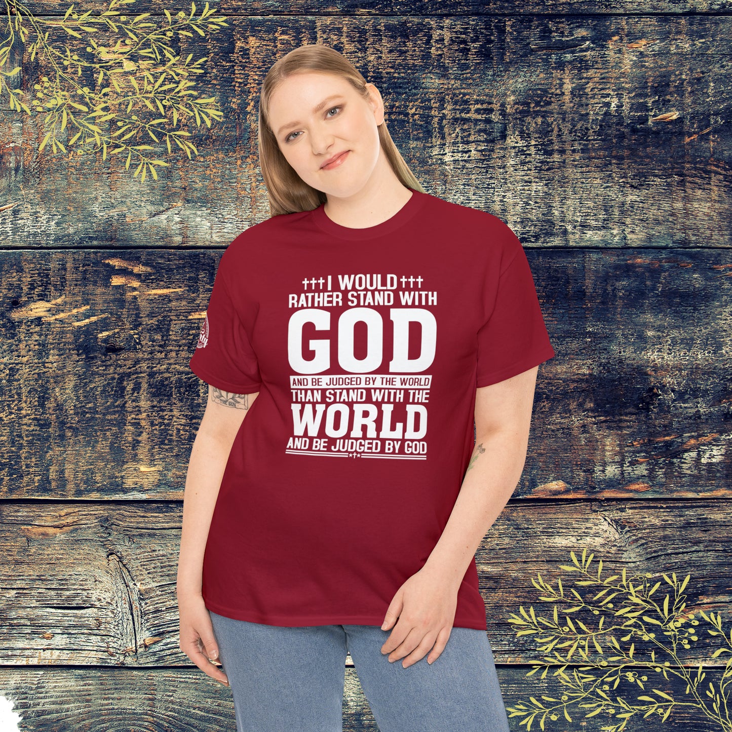 I would rather stand with God Unisex Cotton Tee