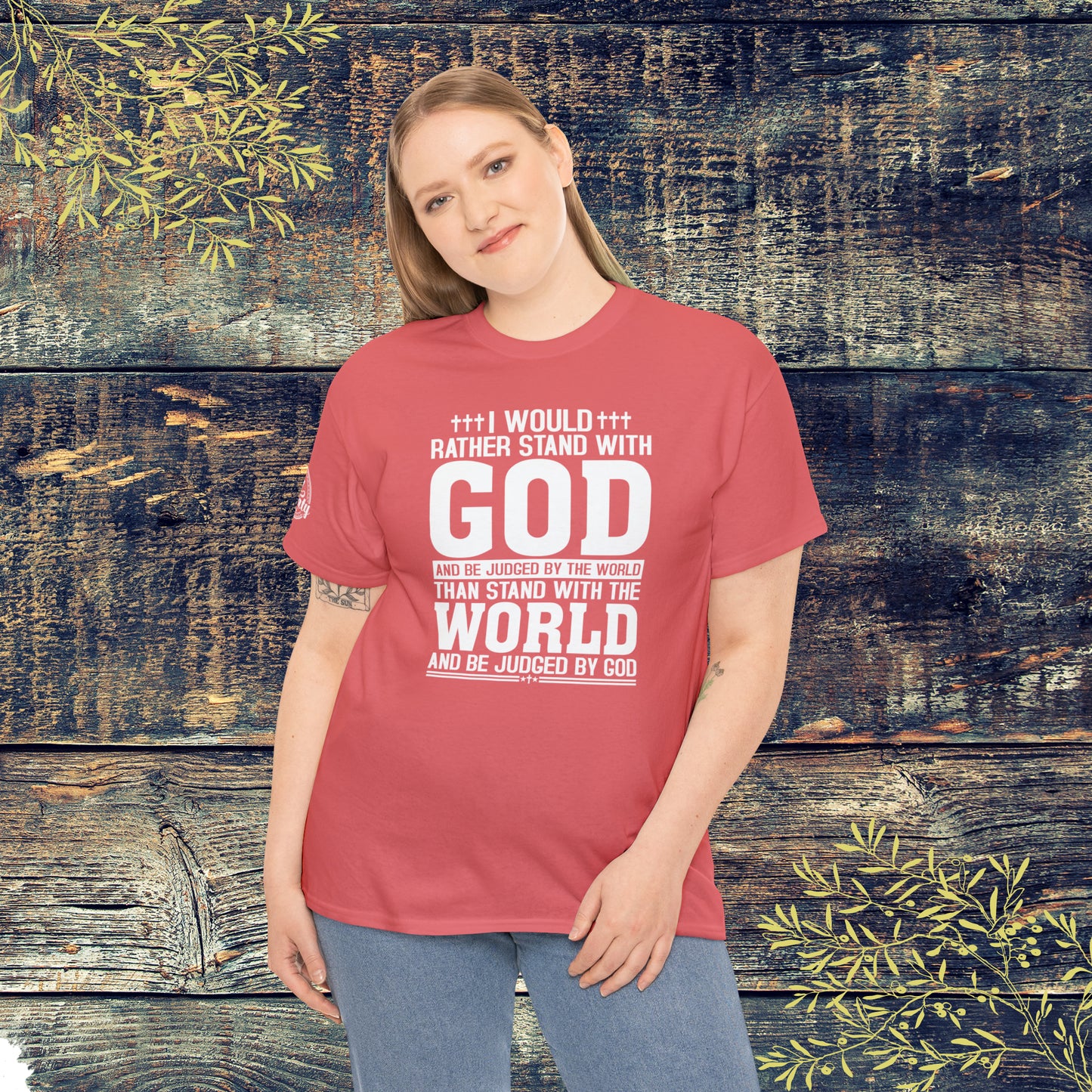 I would rather stand with God Unisex Cotton Tee