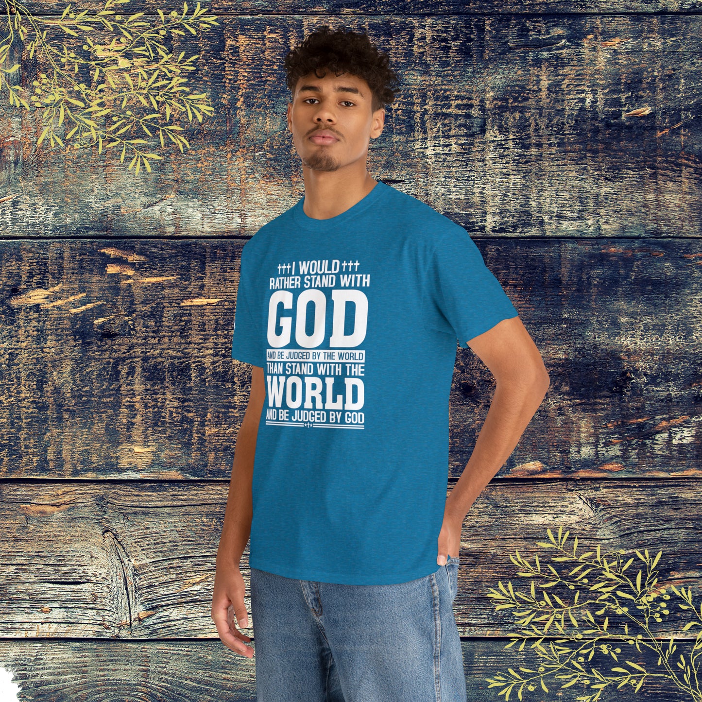 I would rather stand with God Unisex Cotton Tee