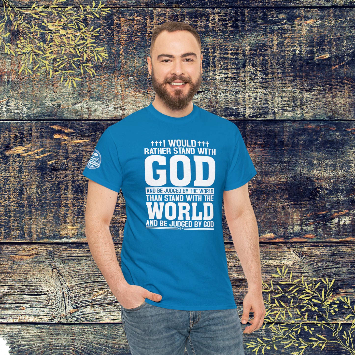 I would rather stand with God Unisex Cotton Tee