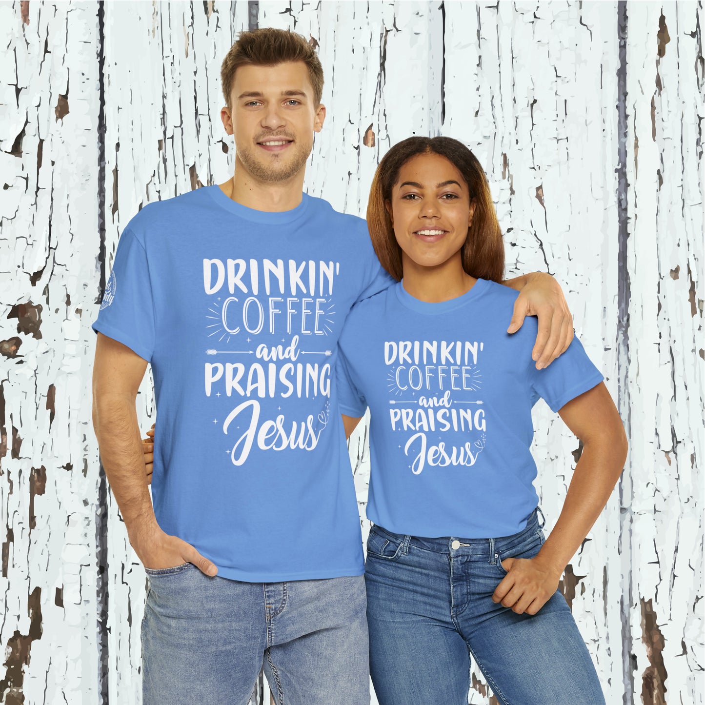 Drinking Coffee And Praising Jesus Cotton Tee