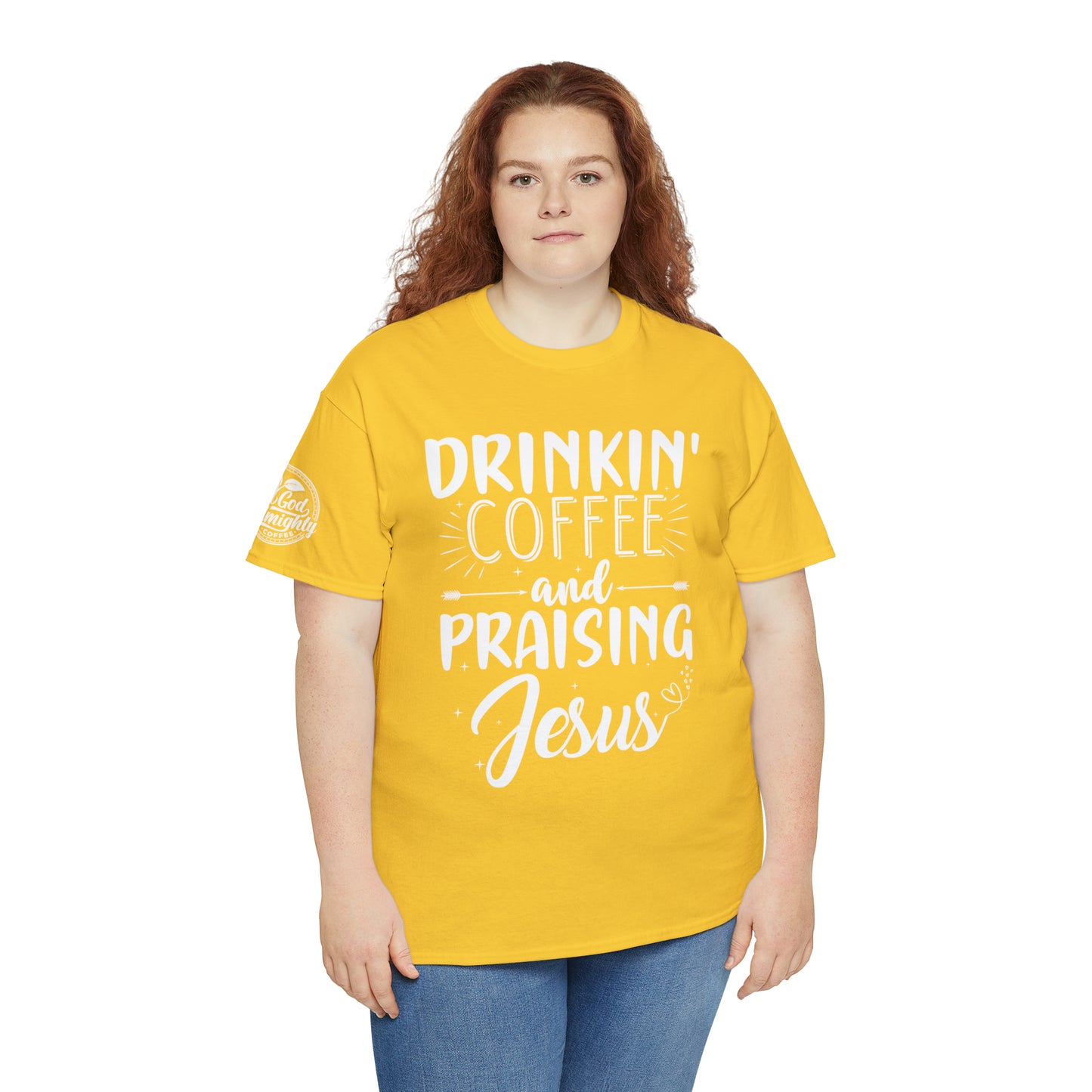 Drinking Coffee And Praising Jesus Cotton Tee