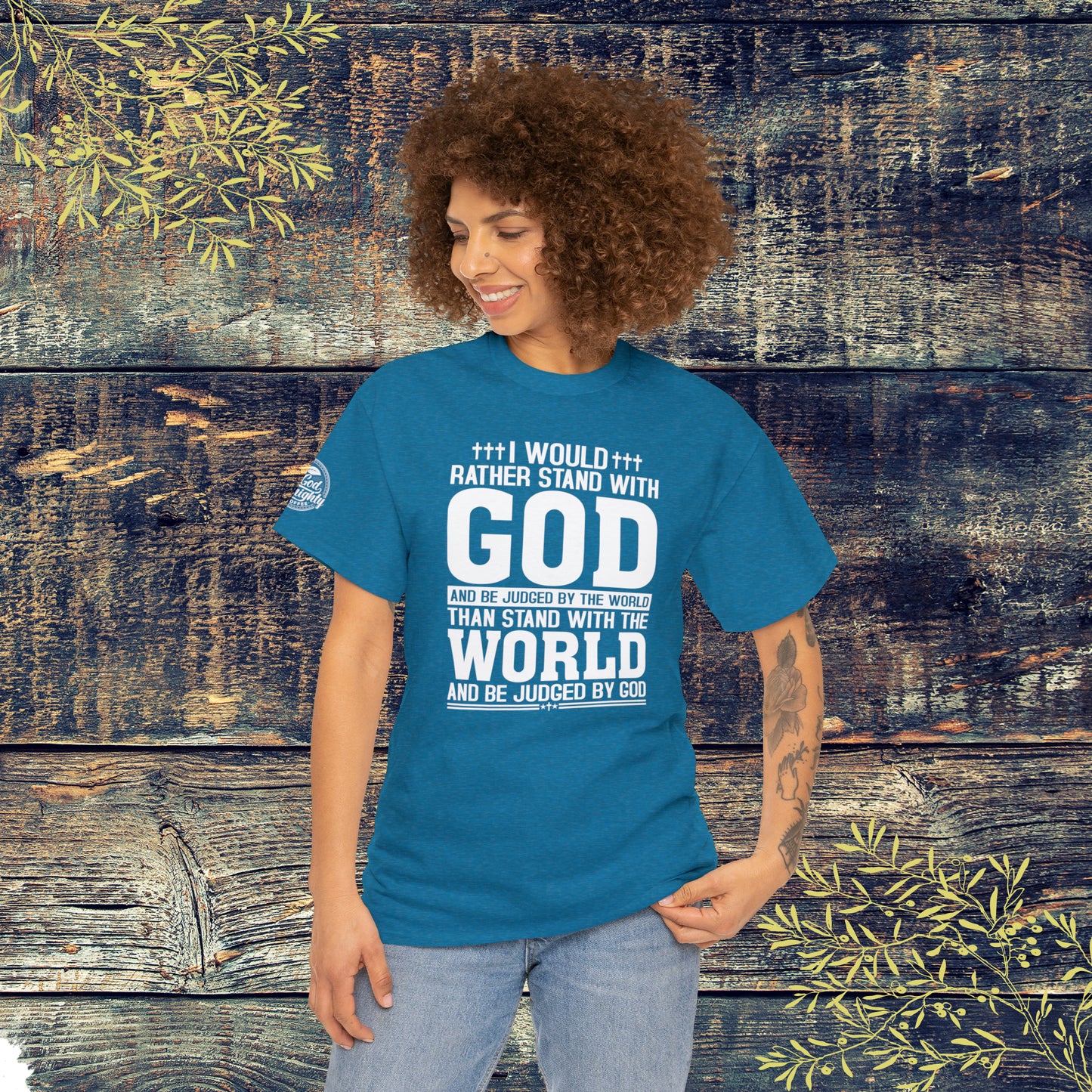 I would rather stand with God Unisex Cotton Tee