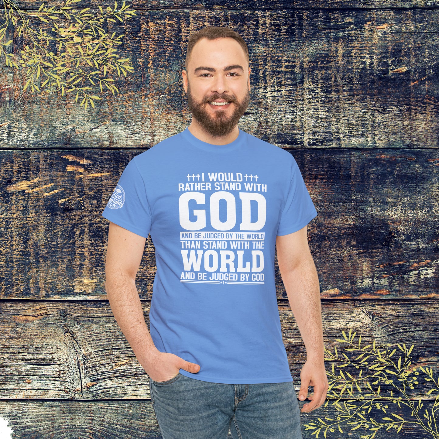 I would rather stand with God Unisex Cotton Tee