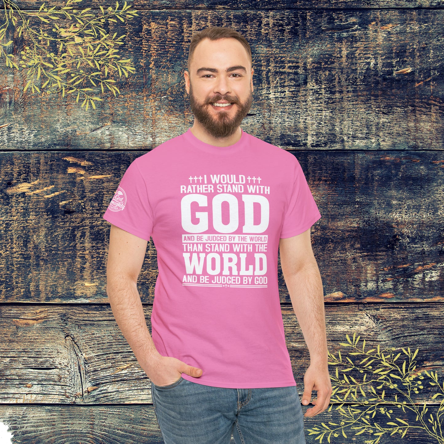 I would rather stand with God Unisex Cotton Tee