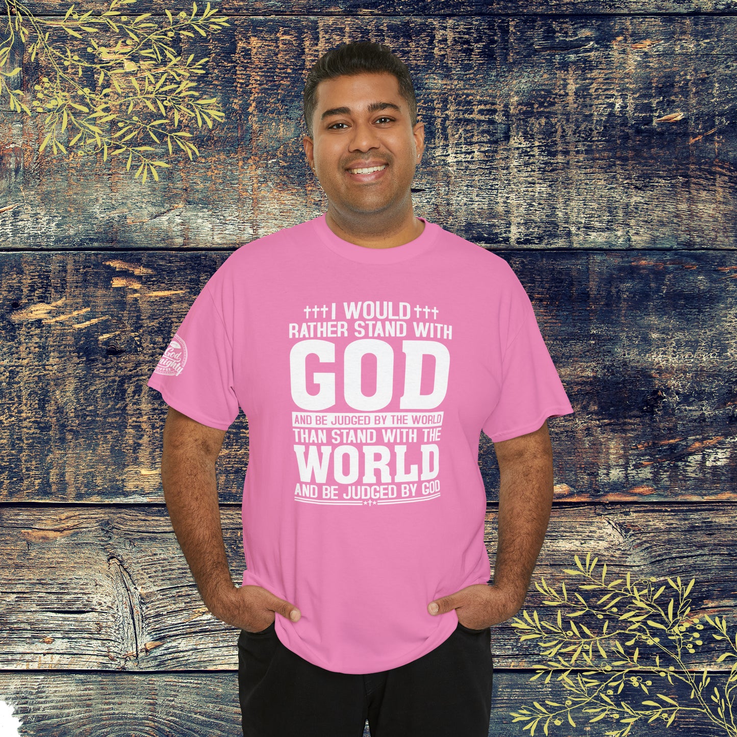 I would rather stand with God Unisex Cotton Tee