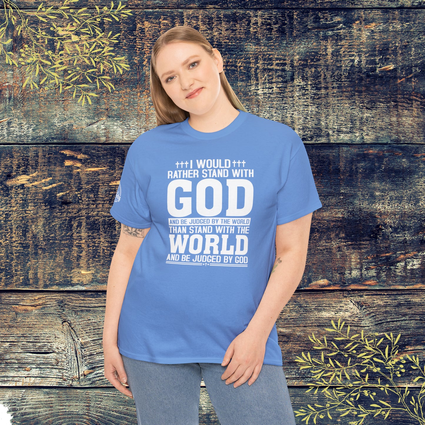 I would rather stand with God Unisex Cotton Tee