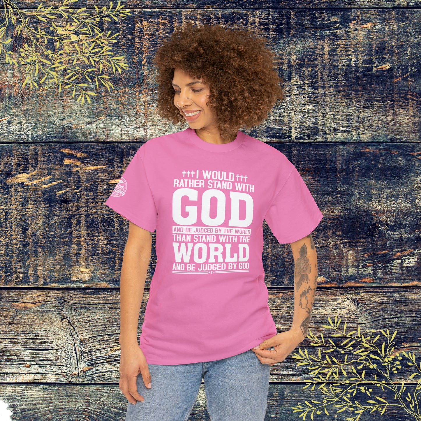 I would rather stand with God Unisex Cotton Tee