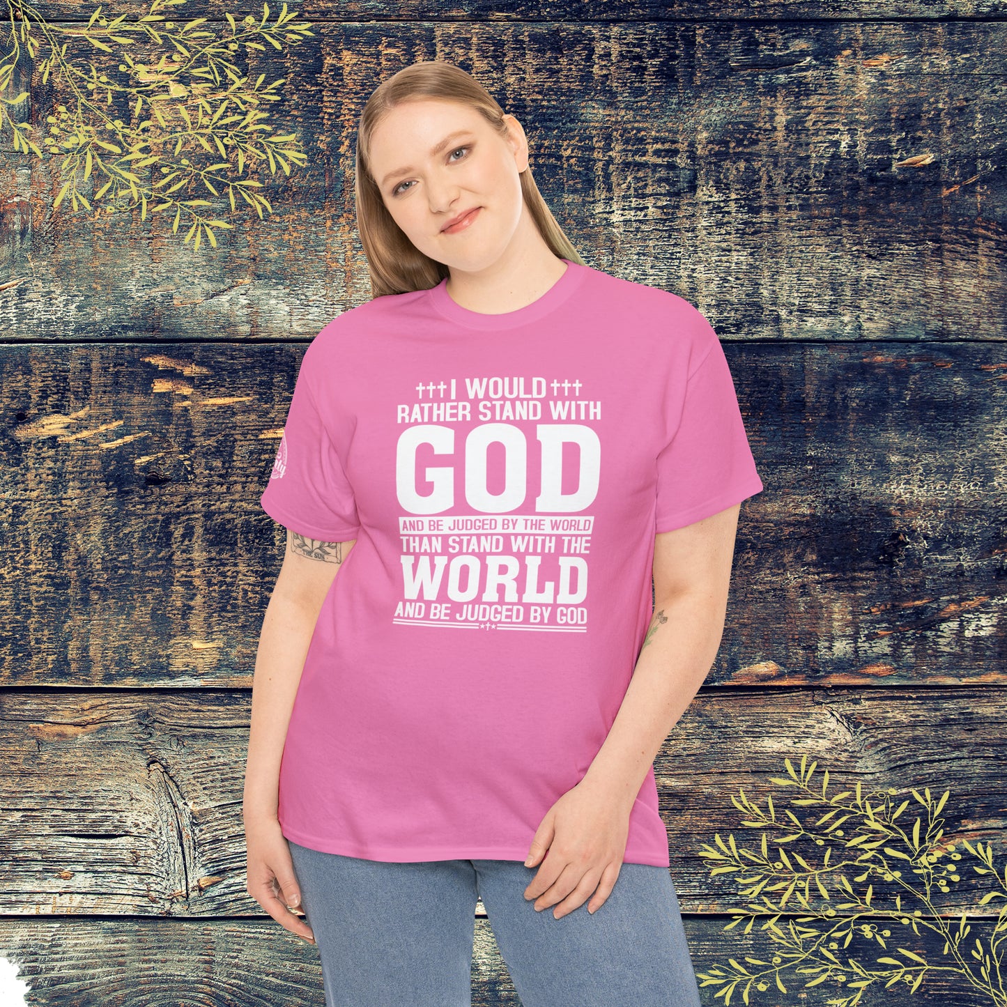 I would rather stand with God Unisex Cotton Tee