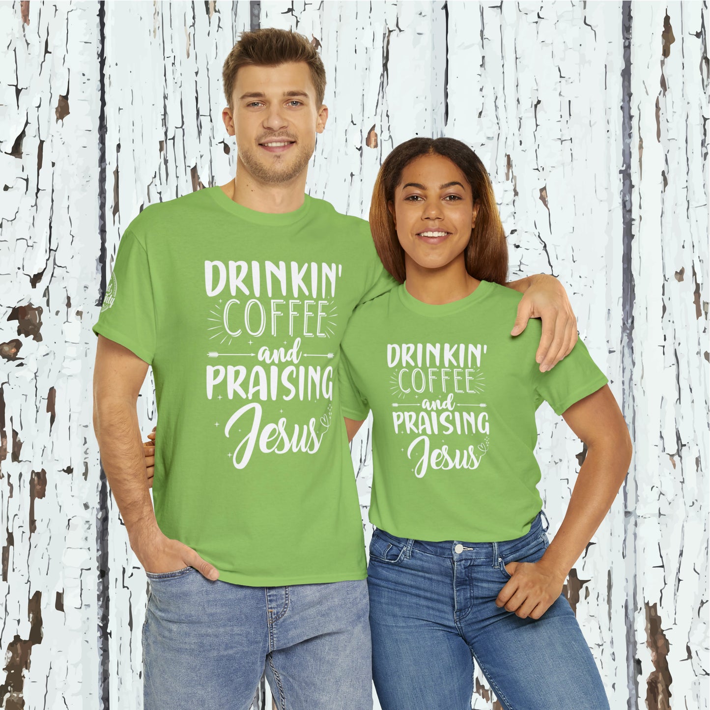 Drinking Coffee And Praising Jesus Cotton Tee