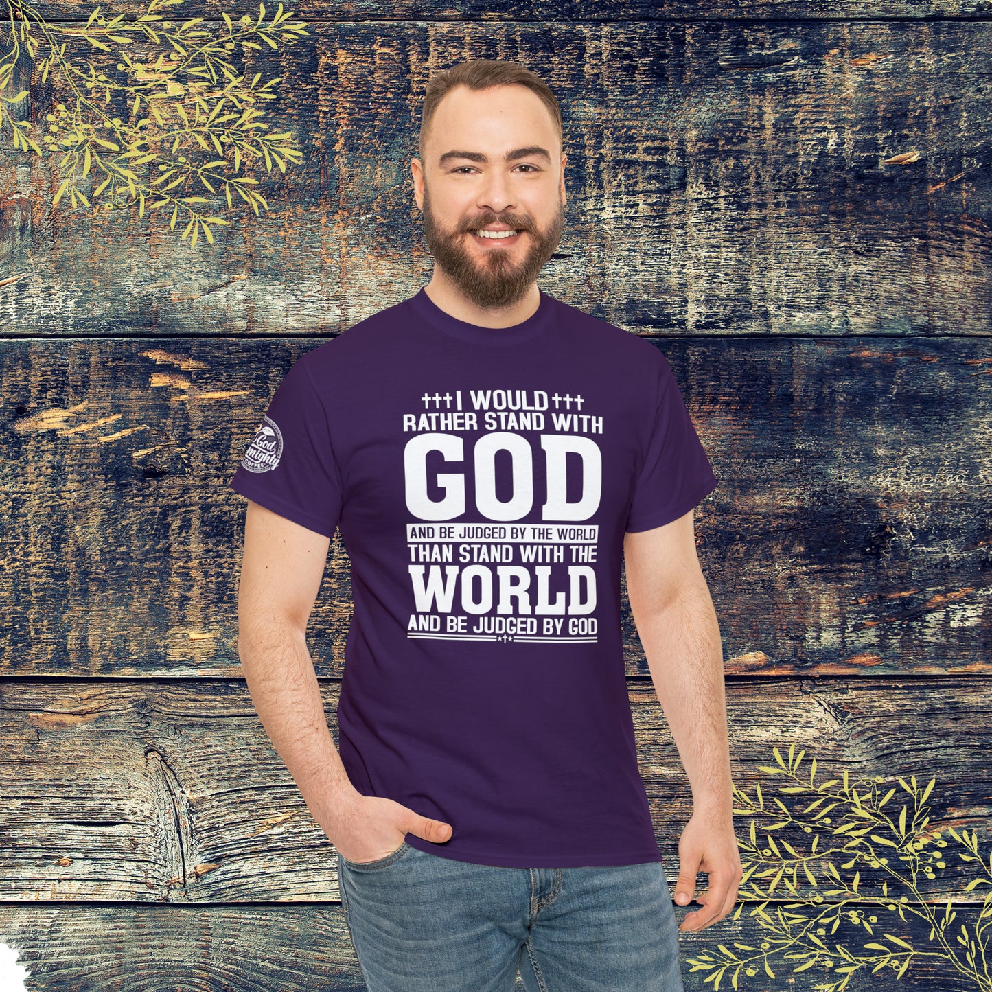 I would rather stand with God Unisex Cotton Tee