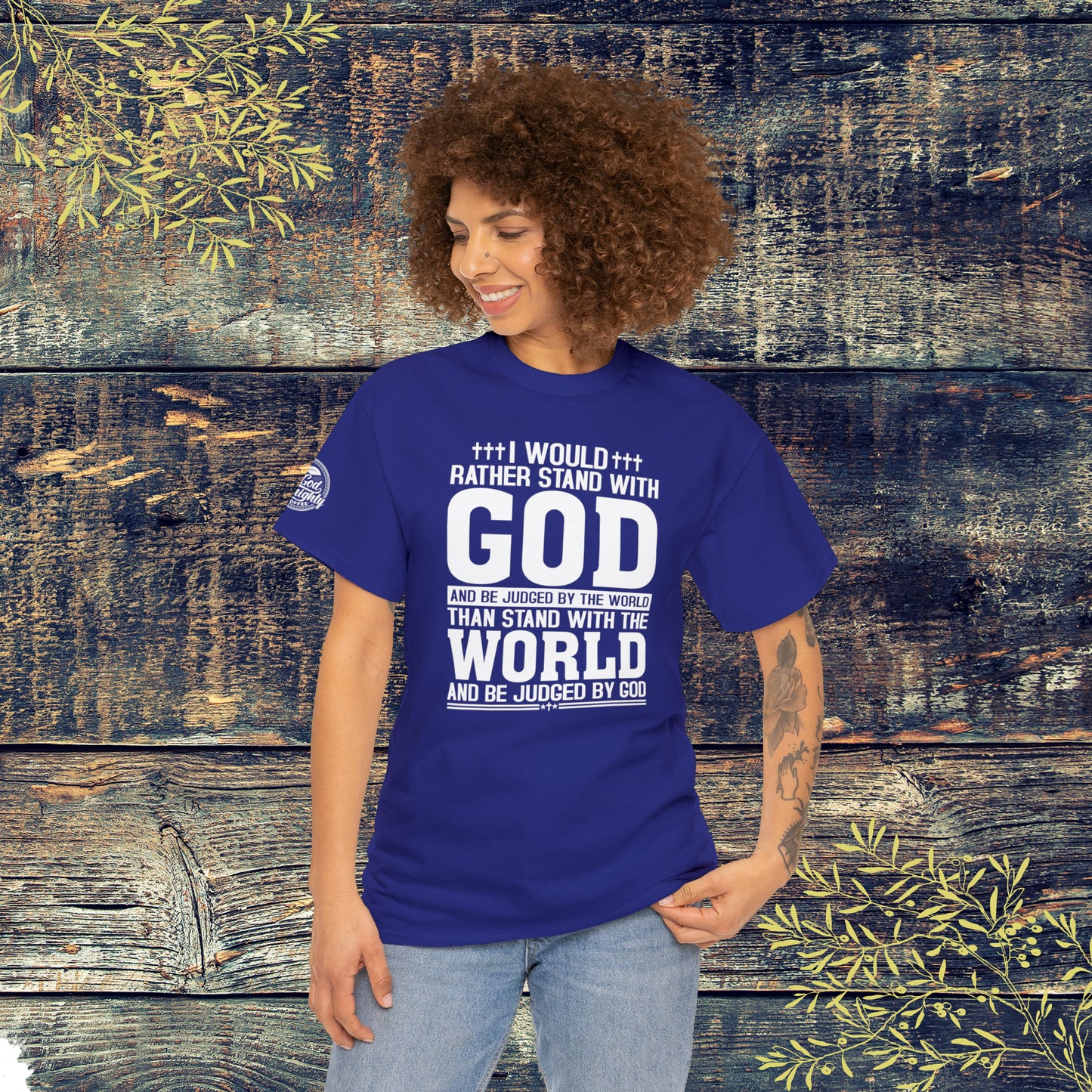 I would rather stand with God Unisex Cotton Tee