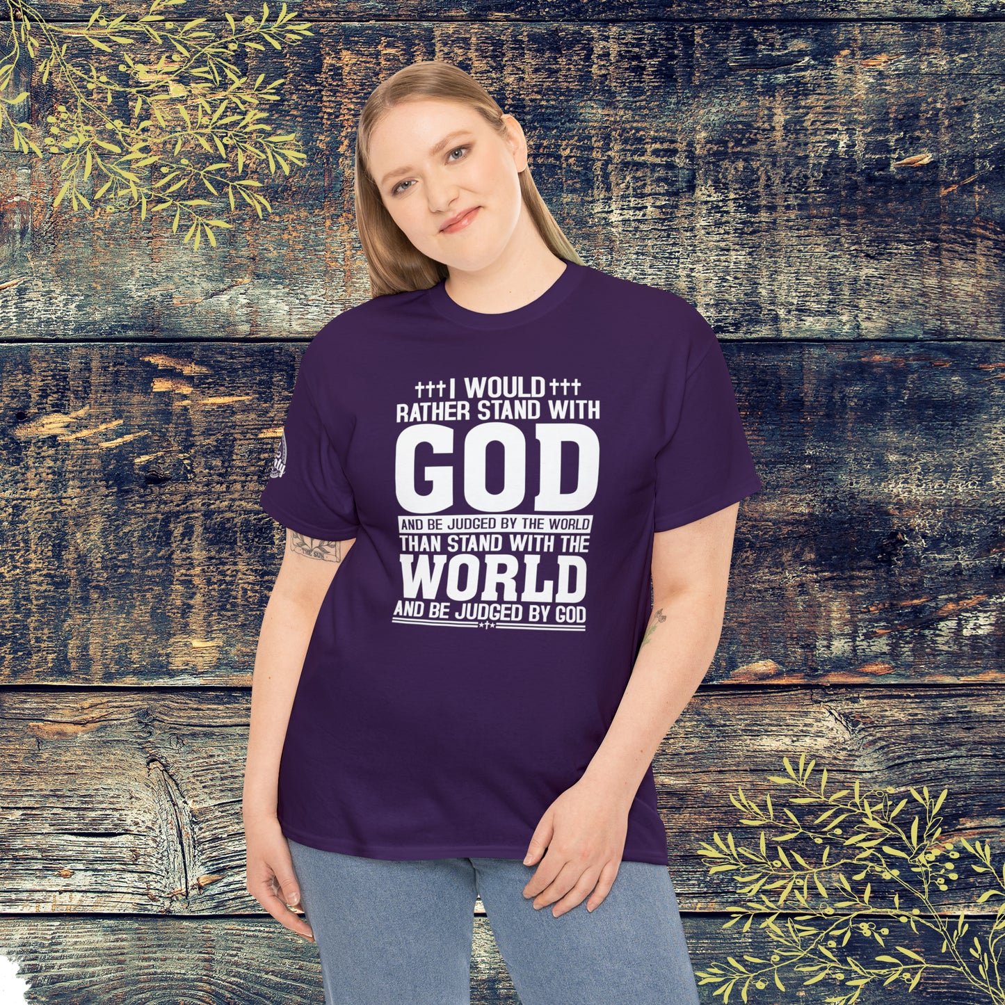 I would rather stand with God Unisex Cotton Tee