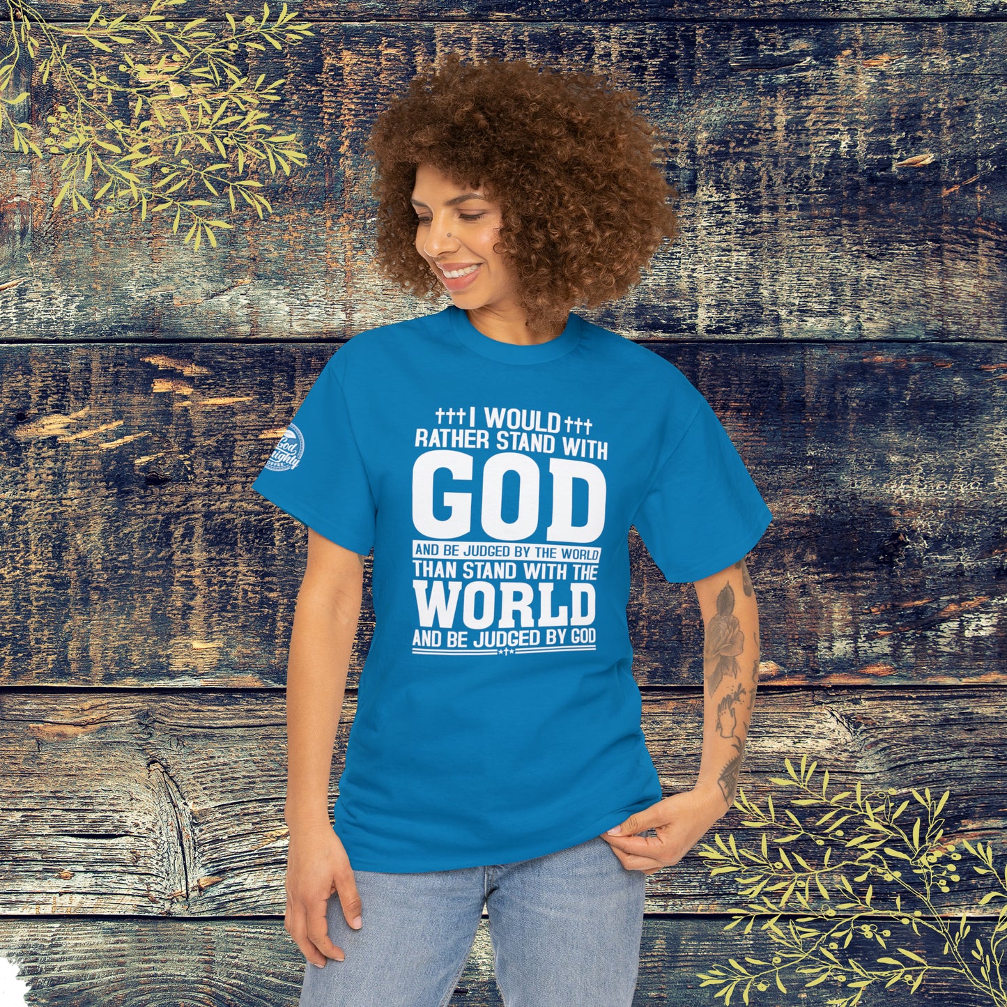 I would rather stand with God Unisex Cotton Tee