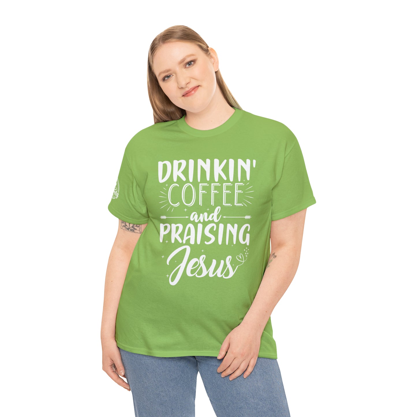 Drinking Coffee And Praising Jesus Cotton Tee