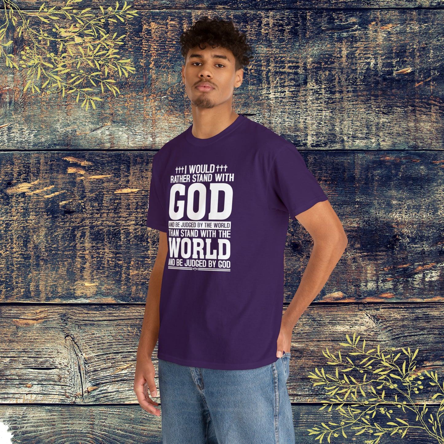 I would rather stand with God Unisex Cotton Tee