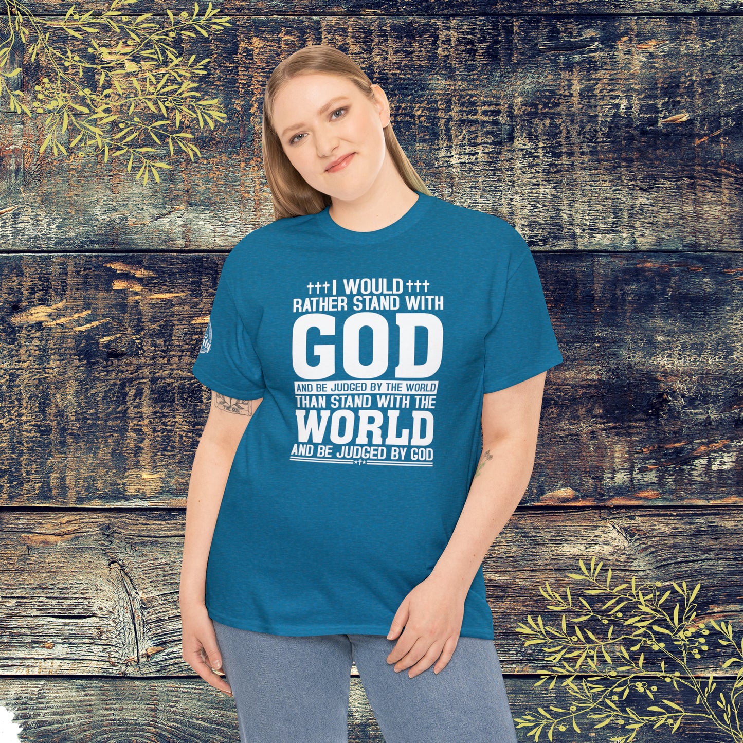 I would rather stand with God Unisex Cotton Tee