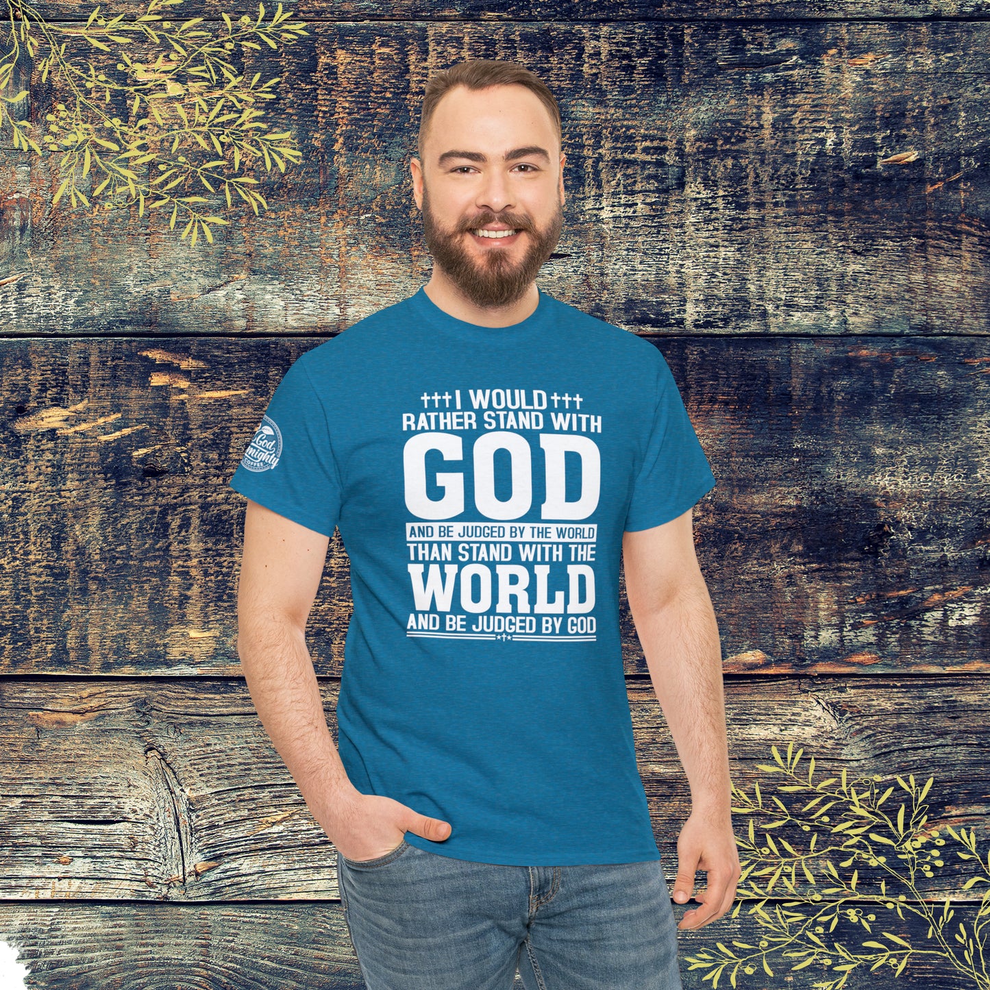 I would rather stand with God Unisex Cotton Tee