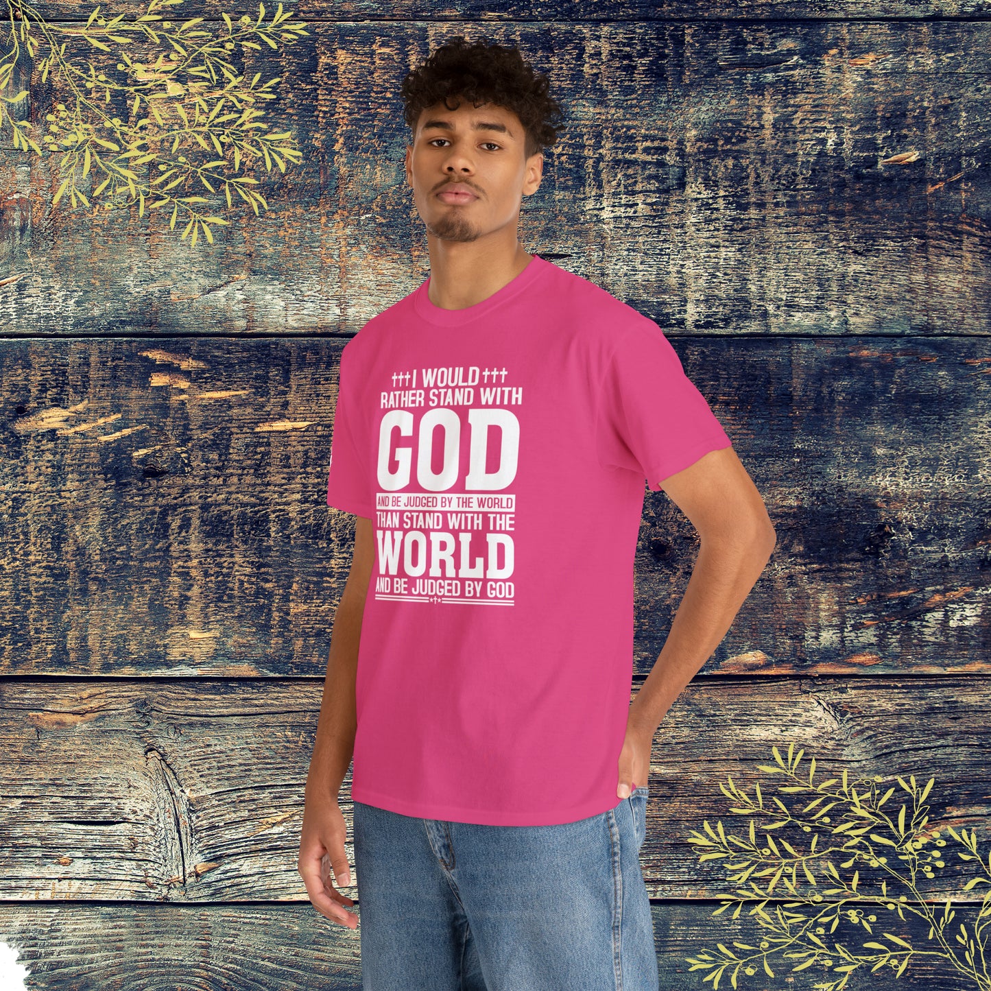 I would rather stand with God Unisex Cotton Tee