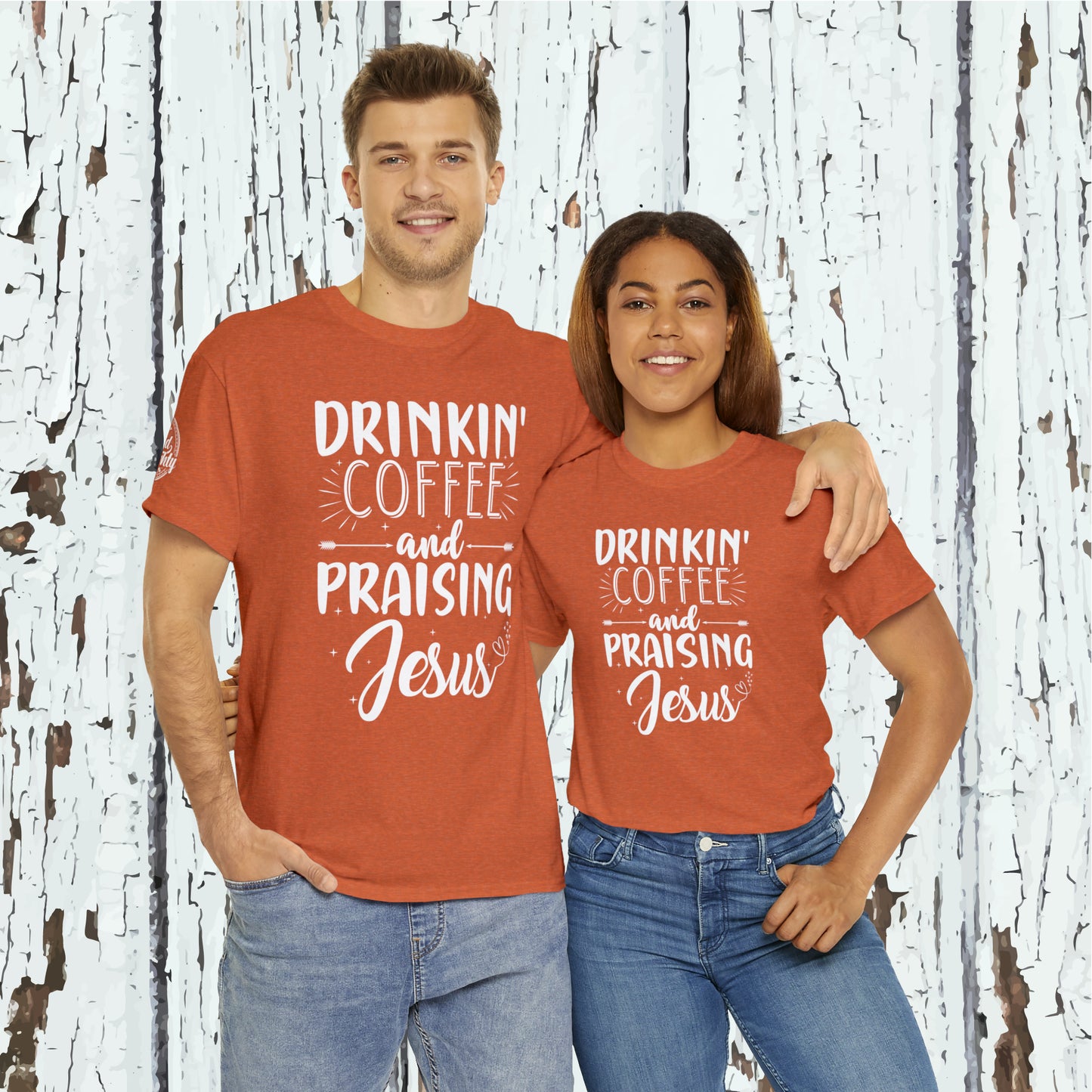 Drinking Coffee And Praising Jesus Cotton Tee